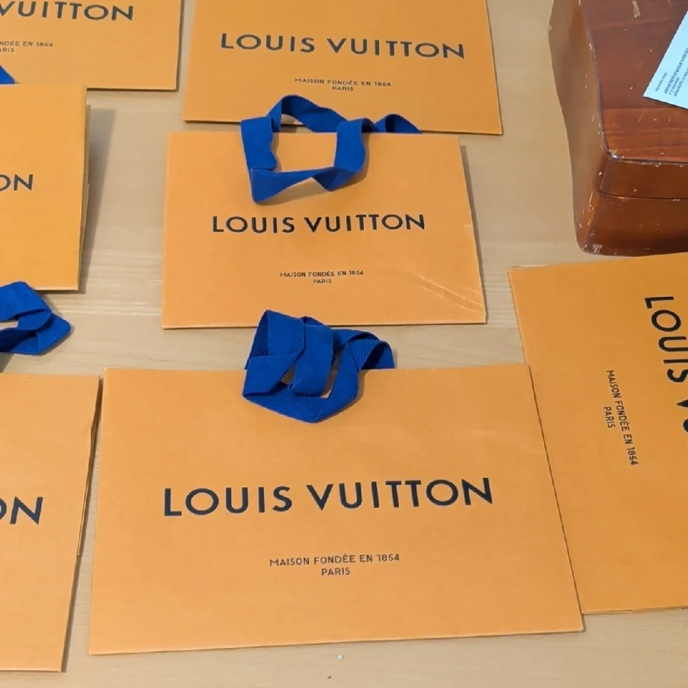 Louis Vuitton Orange Bags with Blue Handles